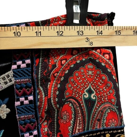 Zara Womens  Black Velvet  Multicolor Embroidered Mini Skirt Size Small - Picture 5 of 8